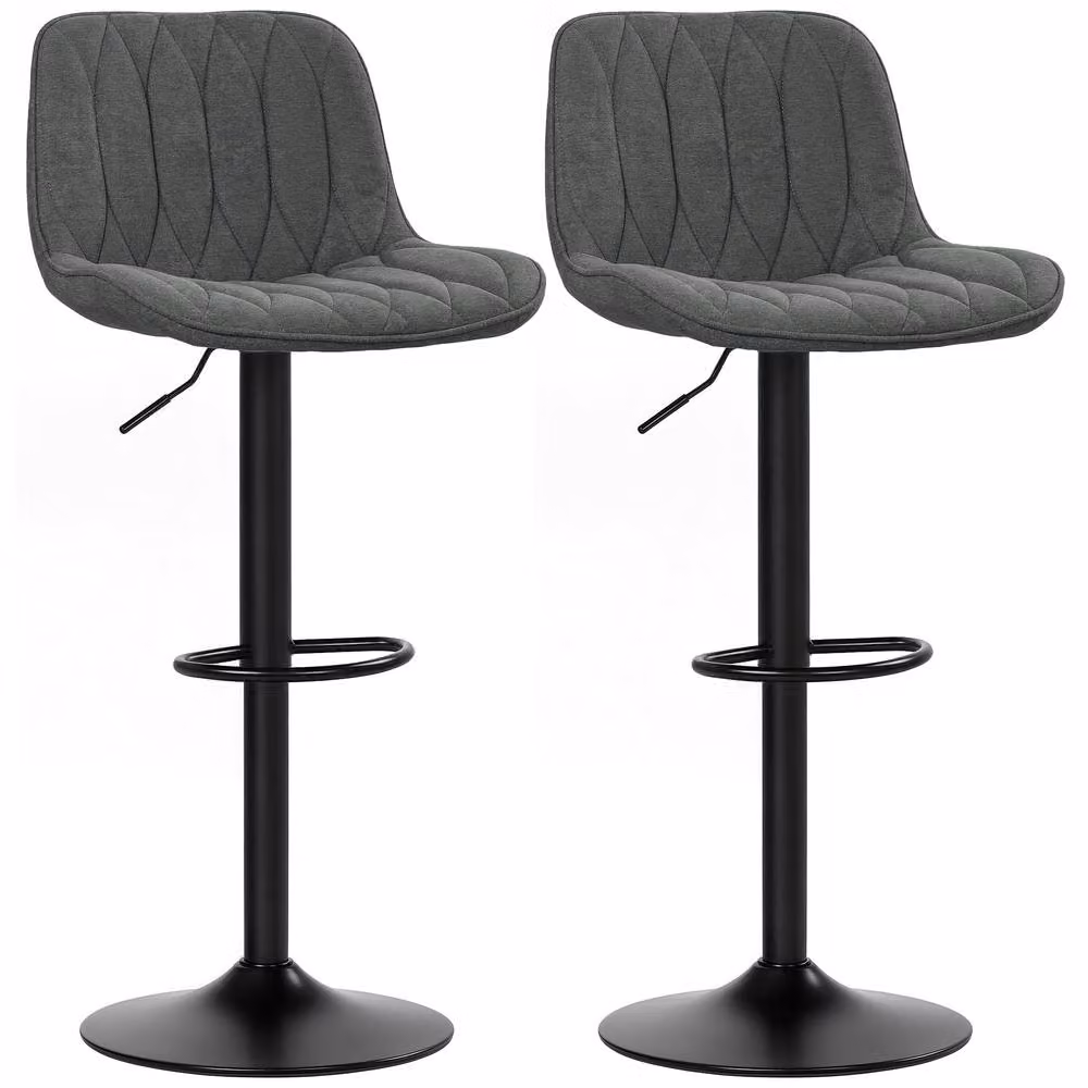 STILVORA Set of 2 Modern Swivel Bar Stools with Metal Frame in Charcoal Grey – 3