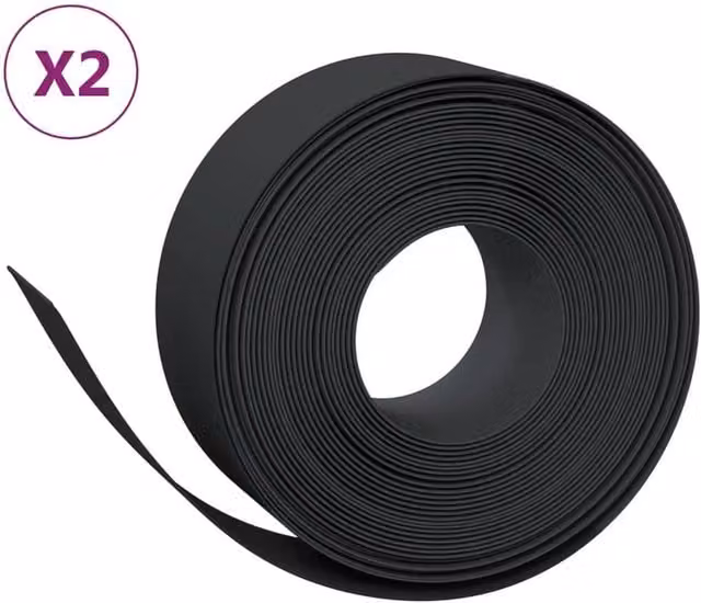 Berkfield Home Garden Edgings, 2 Pack, Black Polyethylene, 10 m Length, 20 cm Height