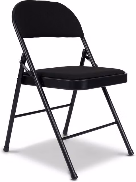 Bravich Modern Padded Folding Dining Chair in Black Fabric with Matt Metal Frame