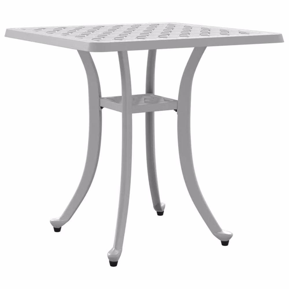 Berkfield Home Square Garden Table in White Powder Coated Aluminium, W/D/H: 53 x 53 x 53 cm – 2