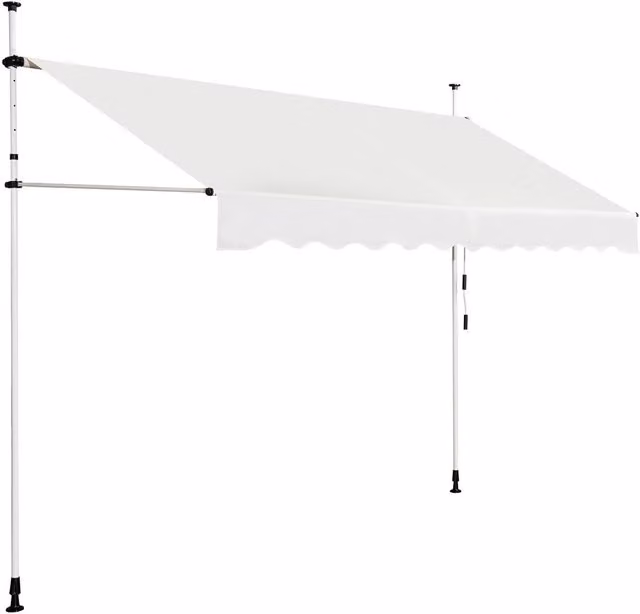 COSTWAY Retractable Telescopic Aluminium Sunshade Awning in White