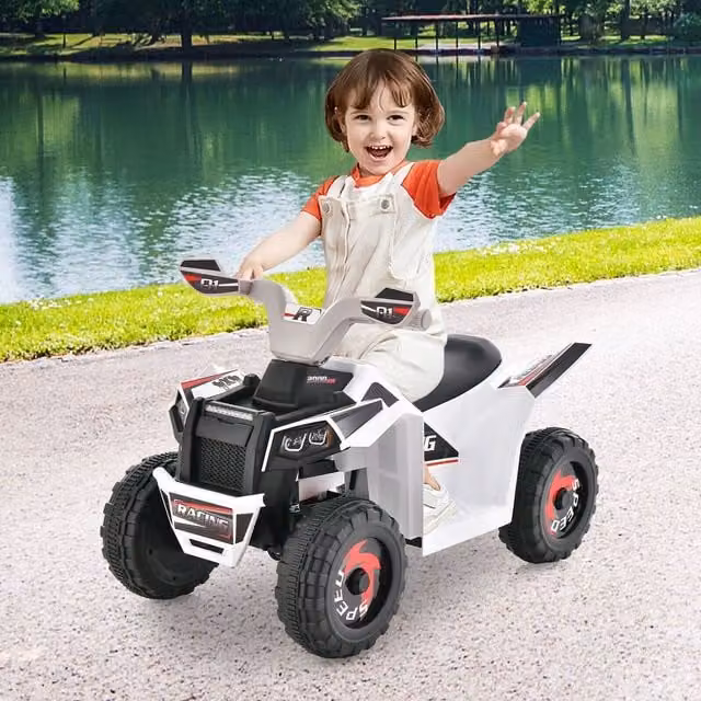 Costway White Electric Ride On ATV Toy Car for Kids