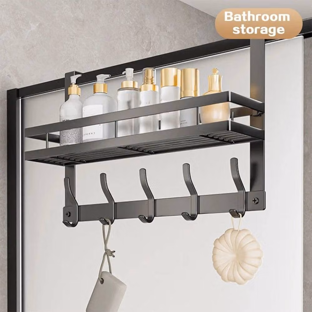FORGEVIO Metal Over The Door Hanging Coat and Jacket Rack with 5 Hooks in Grey – 2