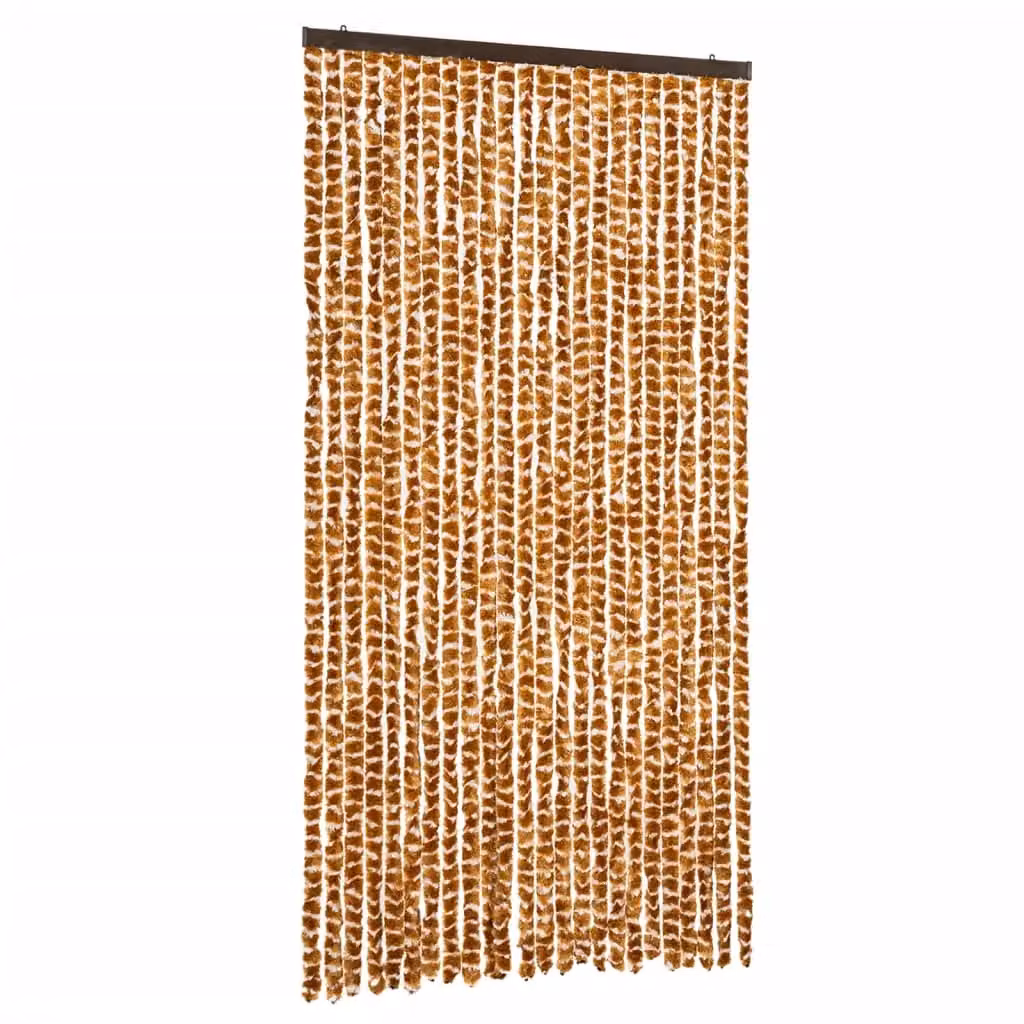 Berkfield Home Chenille Insect Curtain in Yellow and White, W/D/H: 100 x 100 x 220 cm – 2