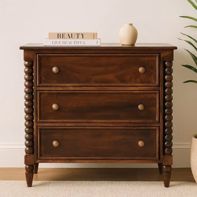 Artisan Furniture Mango Wood Spindle Chest in Brown