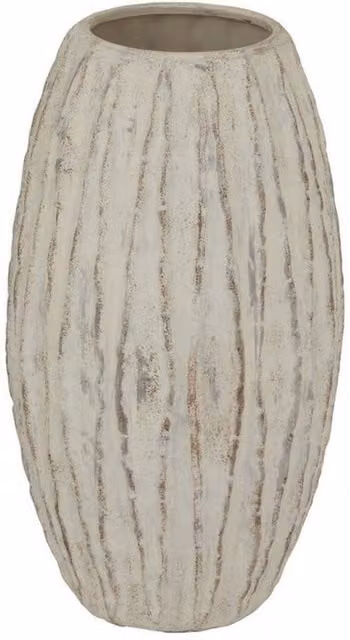 Lemon Pavilion Furniture and Decor Lorenzo Large Fin Vase, White Ceramic, W: 27 cm, D: 27 cm, H: 49 cm