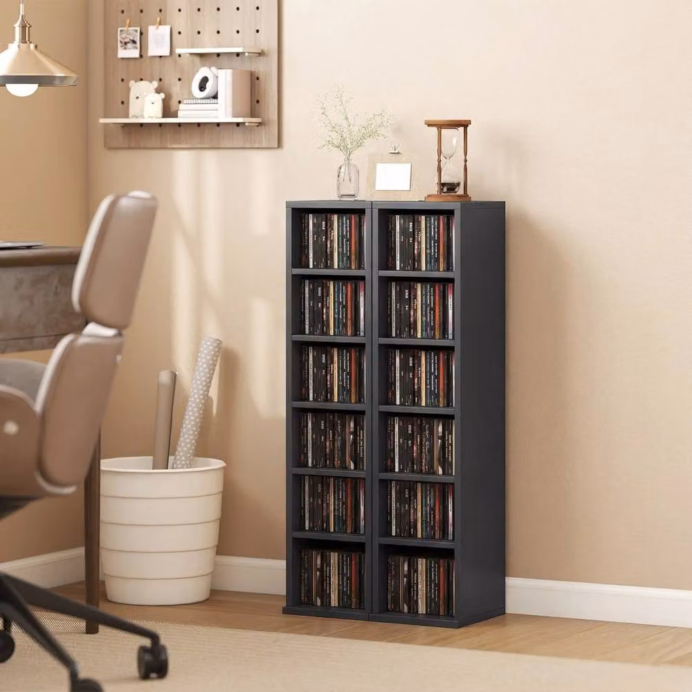 NESTLUNE Set of 2 Black CD and DVD Storage Units, W: 100 cm, D: 15 cm – 3