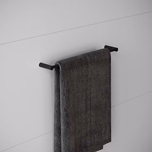 COSMIC Wall-Mounted Stainless Steel Towel Rail in Matte Black, W: 40 cm, D: 6.5 cm, H: 5.1 cm – 3