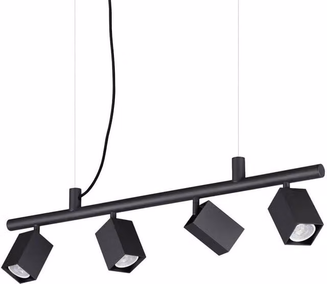 Netlighting Dynamite Square Bar Pendant Ceiling Light in Black with 4x GU10 Adjustable Metal Fixtures