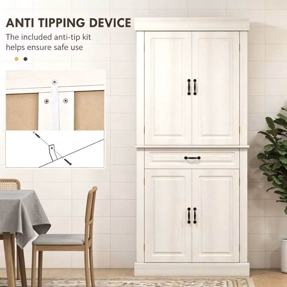 STILVORA Modern Tall Kitchen Cupboard in White with Internal Drawers and Shelves – 3