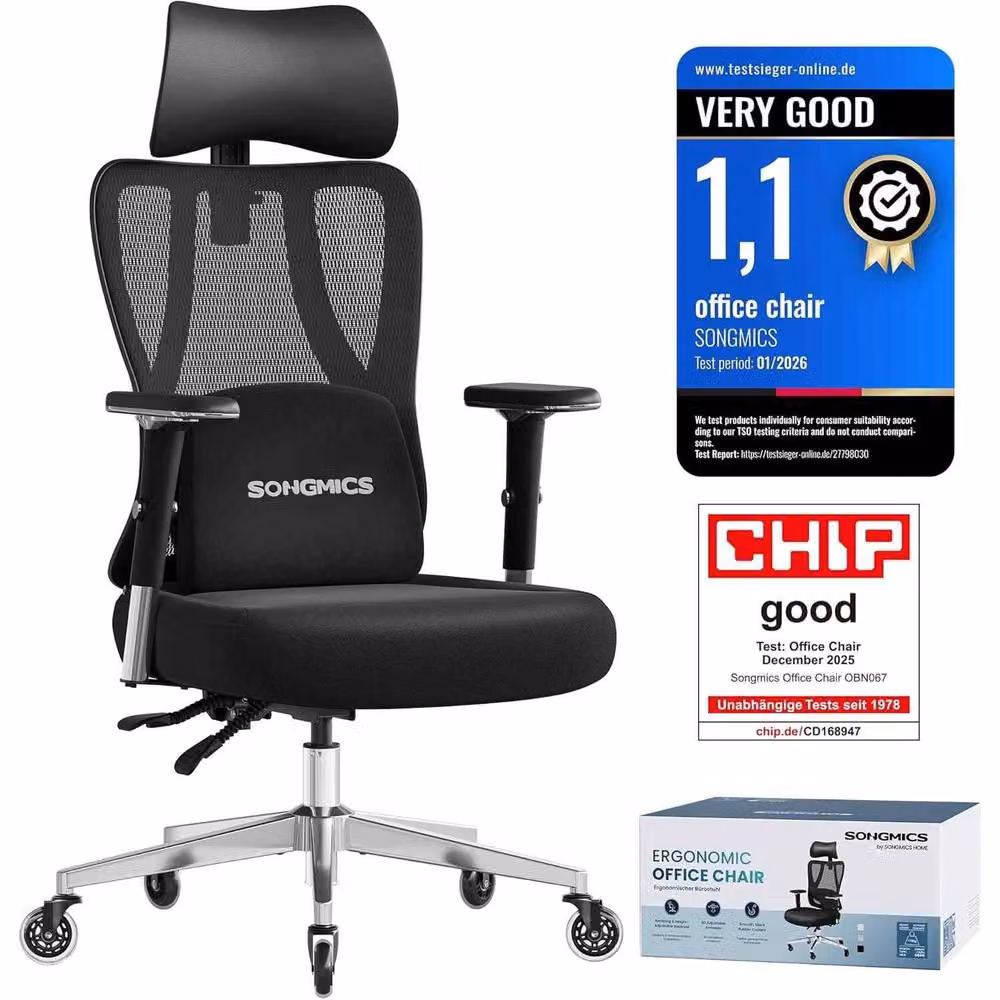 The Bazaarist Reclining Gaming Chair with Lumbar Support, Headrest and Armrests in Jet Black – 2