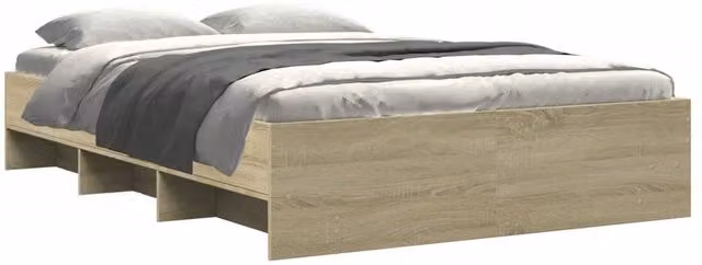 Berkfield Home Durable Bed Frame in Sonoma Oak, W/D/H: 140 x 190 x 35 cm