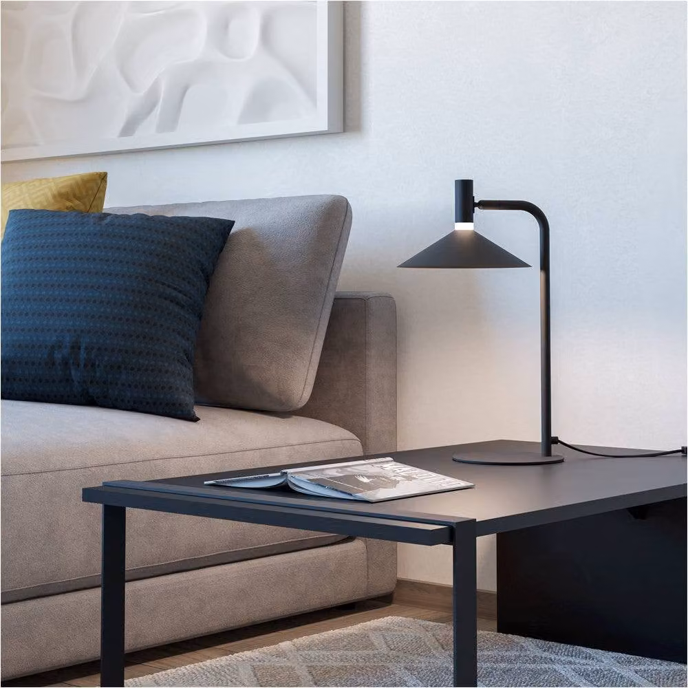 Loops Modern Black Metal Table Lamp with LED Bulb Included – 2