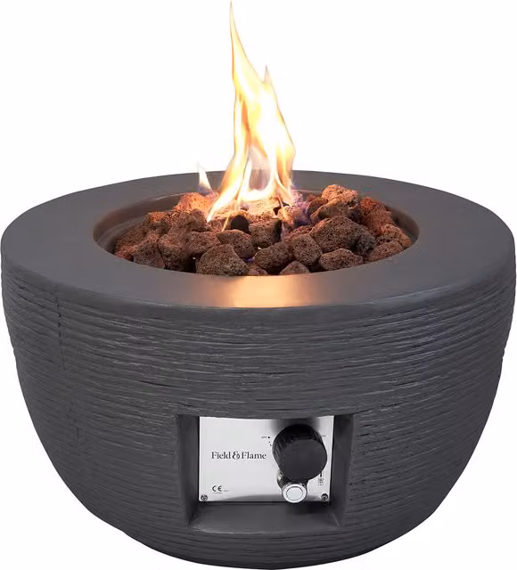 Field and Flame Marilla Grey Gas Fire Pit with Cover