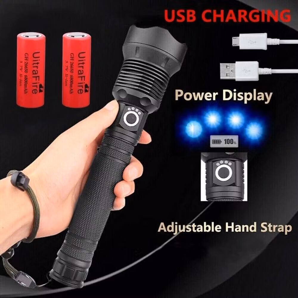 FLAVORA Super Bright LED Camping Flashlight with Zoom Function in Black – 5