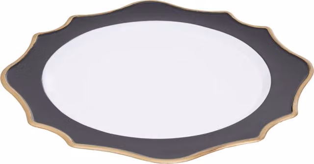 Orsina 24 Piece Black and White Floral Round Charger Plate Set, W: 33 cm, D: 33 cm, H: 0.3 cm – 4