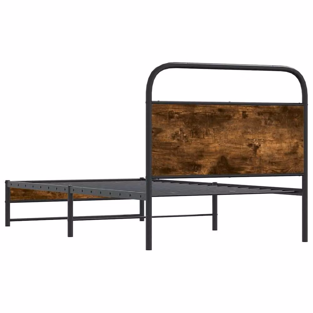 Berkfield Home Elegant Bed Frame in Smoked Oak Brown, W/D/H: 90 x 190 x 196 cm – 5