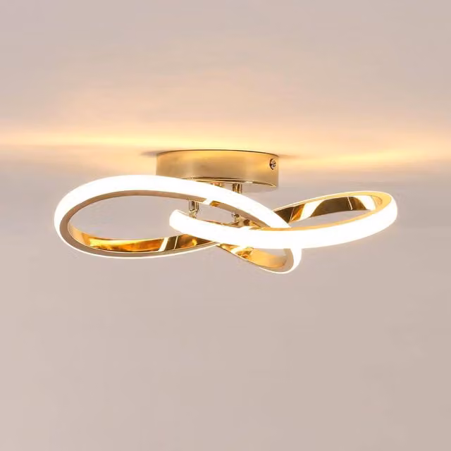 Pheashine Modern LED Ring Ceiling Light in Gold, Diameter: 30 cm, 3000K Warm White