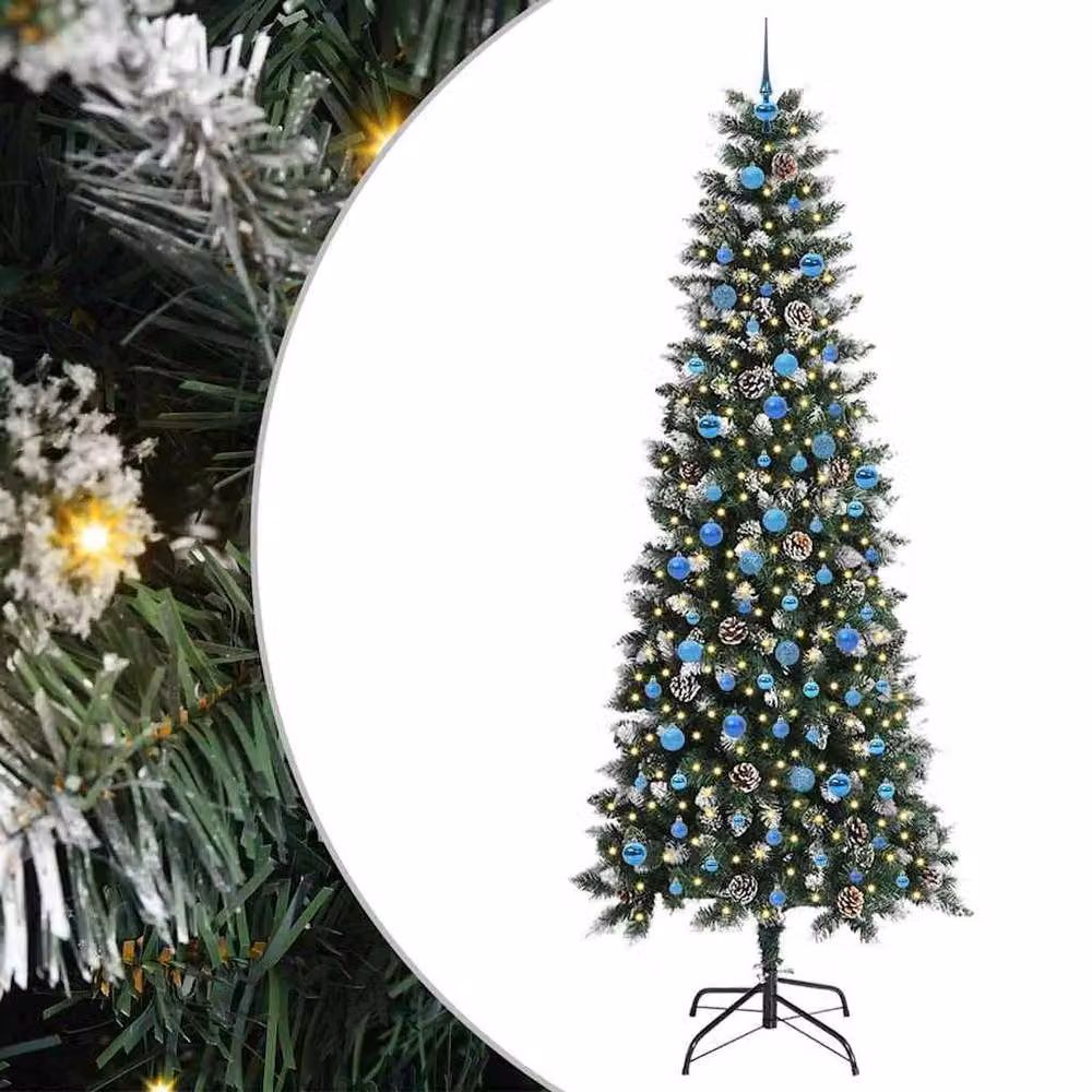 Berkfield Home Elegant Artificial Christmas Tree with 300 LEDs, Green, W/D/H: 96 x 96 x 240 cm – 3
