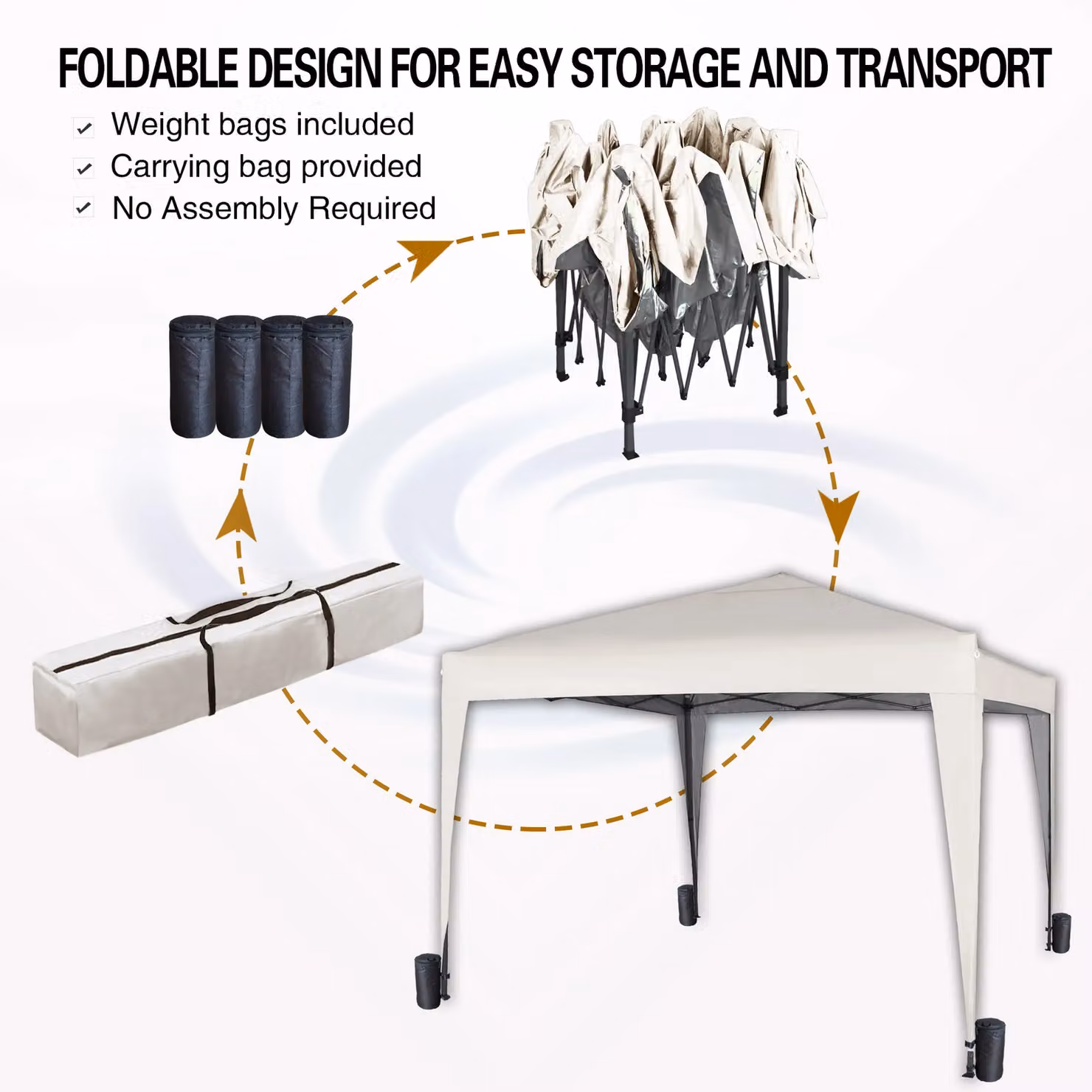 MCC Direct Pop Up Garden Party Tent Marquee Canopy in White and Silver, W: 300 cm, D: 300 cm, H: 250 cm – 2