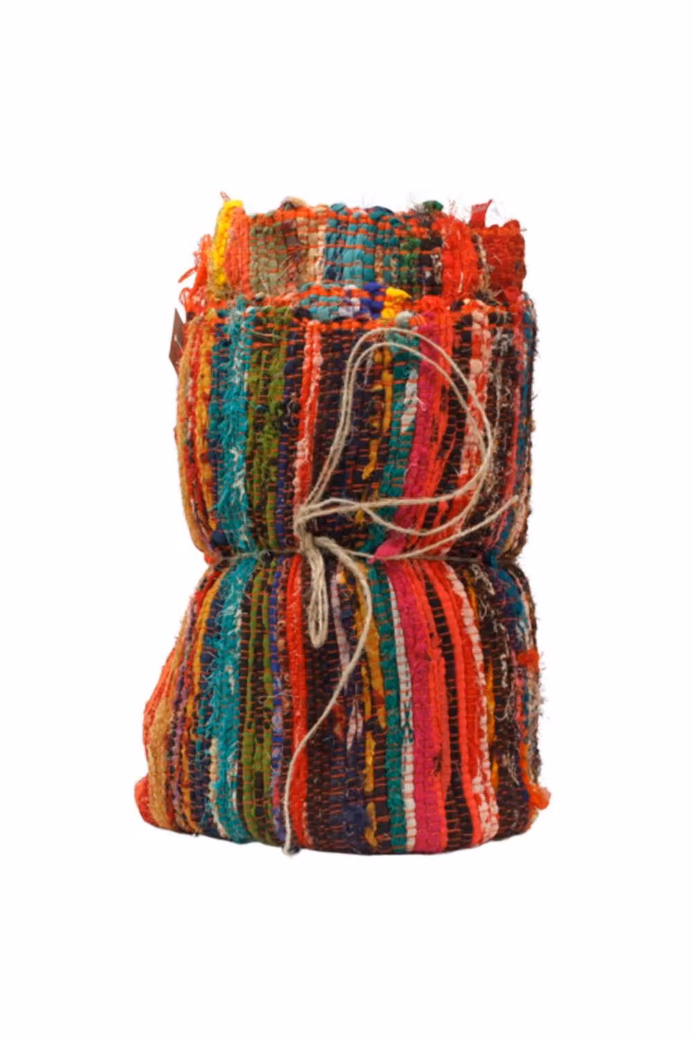 KDMD Orange and Multicolour Striped Boho Rag Rug, W: 152 cm, D: 90 cm – 3