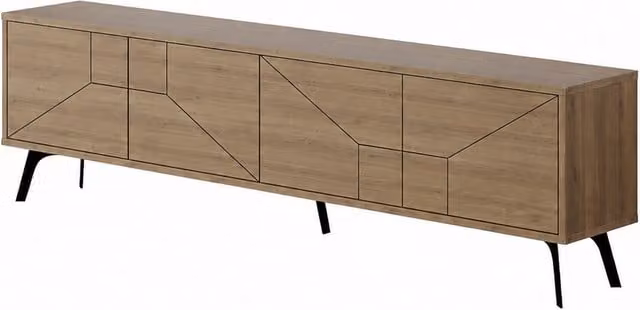 Decortie Dune Modern Geometric TV Unit Multimedia Centre in Brown, 2 Pack – 1
