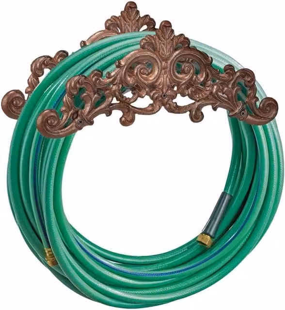 Nordara Antique Cast Iron Wall Mounted Garden Hose Hanger in Brown