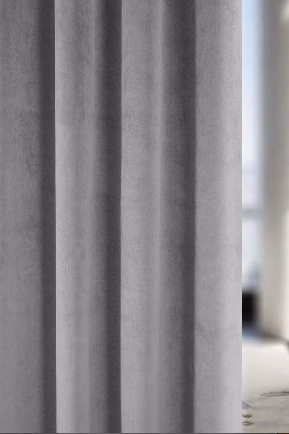 Enhanced Living Grey Velvet 100% Blackout Thermal and Sound Dampening Tape Top Door Curtain Panel, Width: 66 in, Height: 84 in – 2