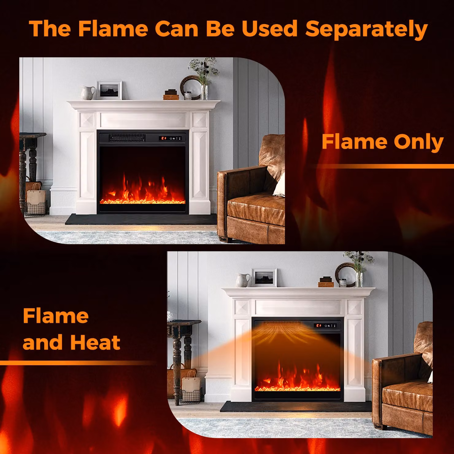 Costway 18 inch Electric Fireplace Insert Heater in Black – 5