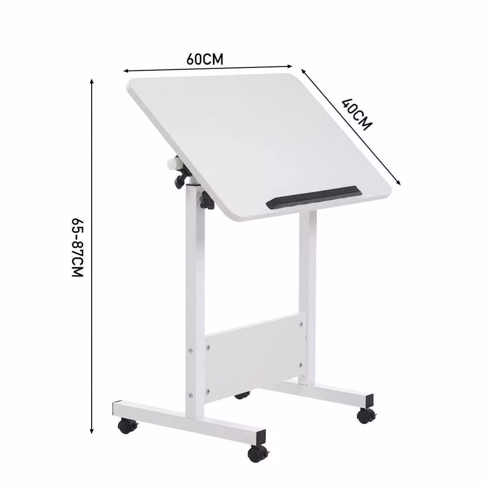EONLION Adjustable Folding Computer Desk in White with Tilting Top and Castors, W: 100 cm – 2