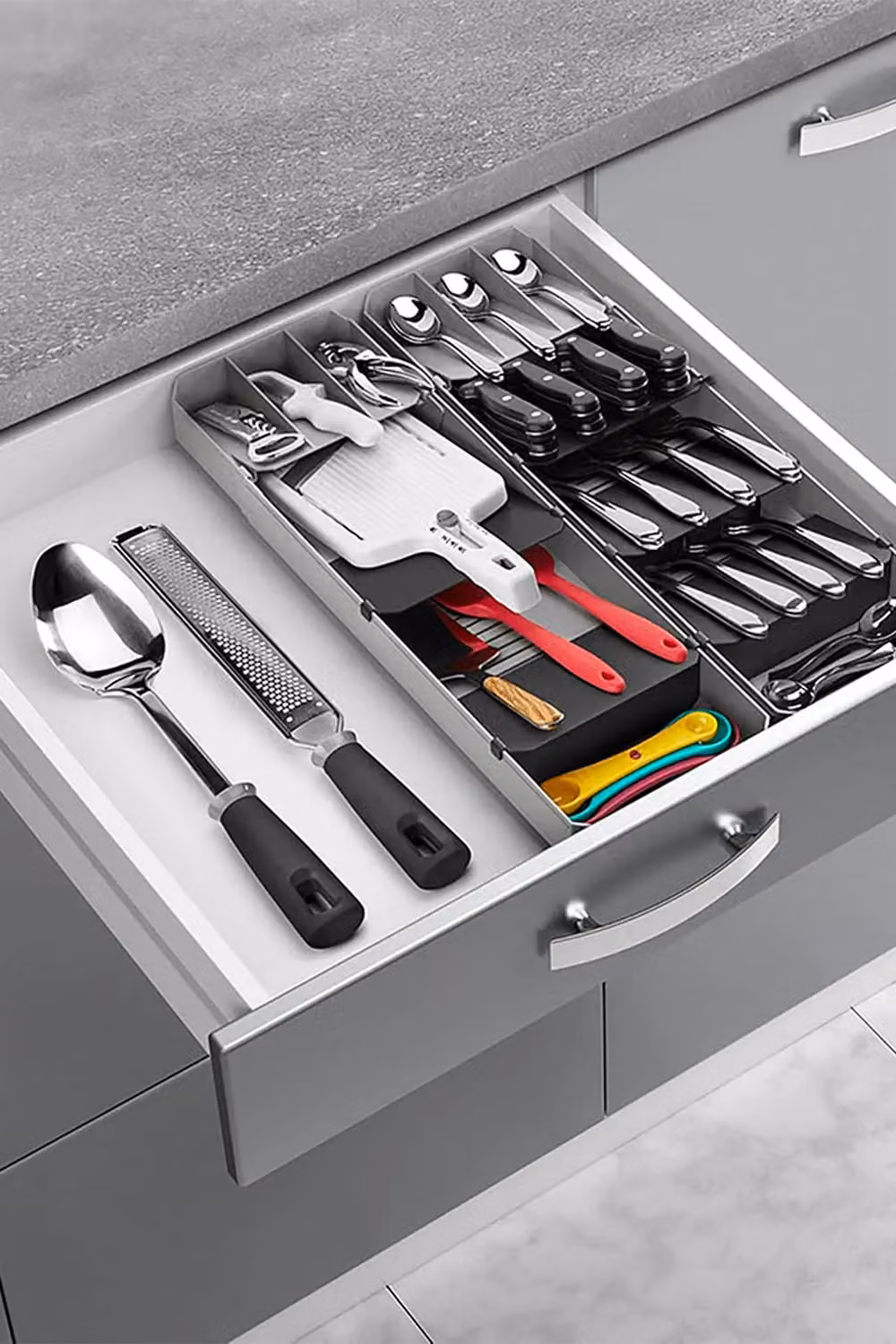 Metaltex Metal Cutlery Rack Organiser in Grey and Black, W/D/H: 40.0 x 15.0 x 6.0 cm – 2
