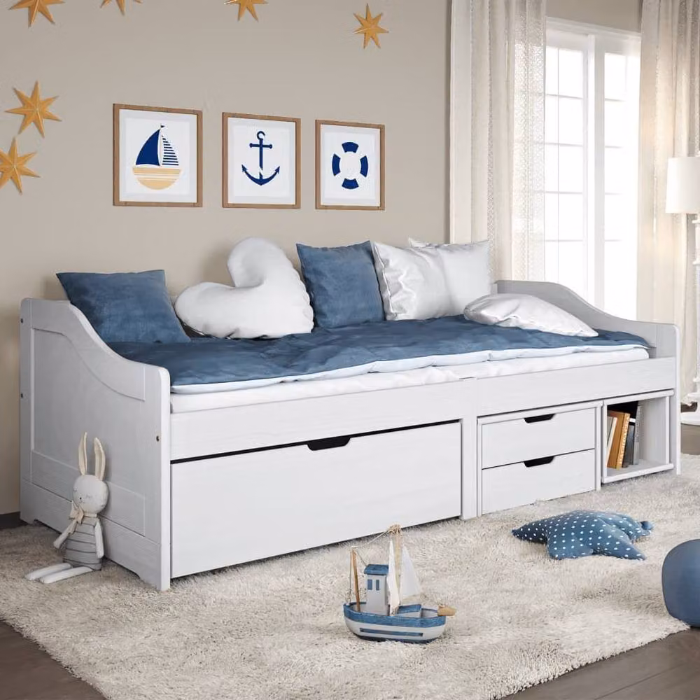 Berkfield Home IRUN Day Bed with 3 Drawers in White Solid Pine Wood, W/D/H: 90 x 200 cm – 2