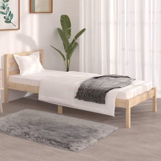 Berkfield Home Small Single Solid Wood Pine Bed Frame, Brown, W: 75 cm, L: 190 cm