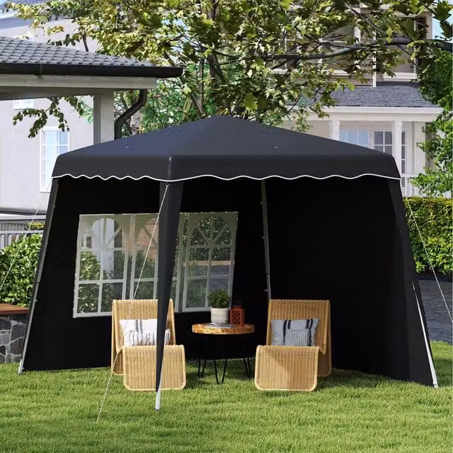 Outsunny Pop Up Gazebo with Slant Legs and Carry Bag, Black, W/D: 240 x 240 cm