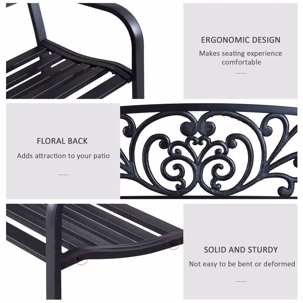 Wyld Haus Saradi Taro Black Steel 2 Seater Garden Bench – 5