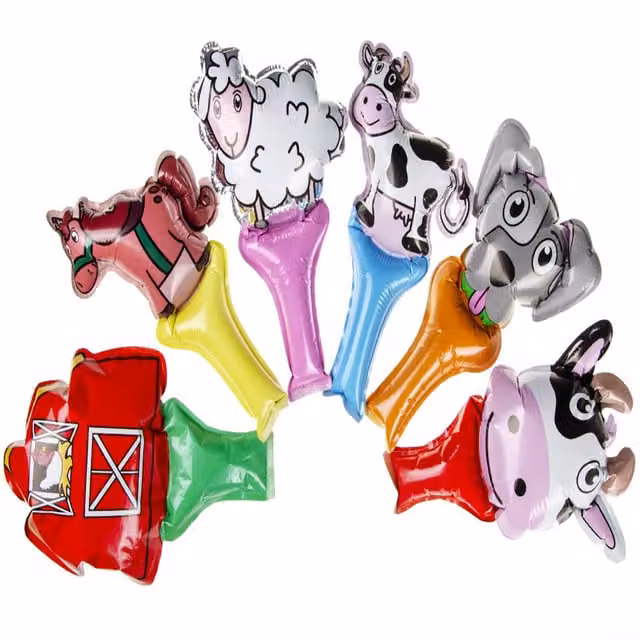 LG-Imports Single Farm Animal Self-Inflating Handheld Balloon - White