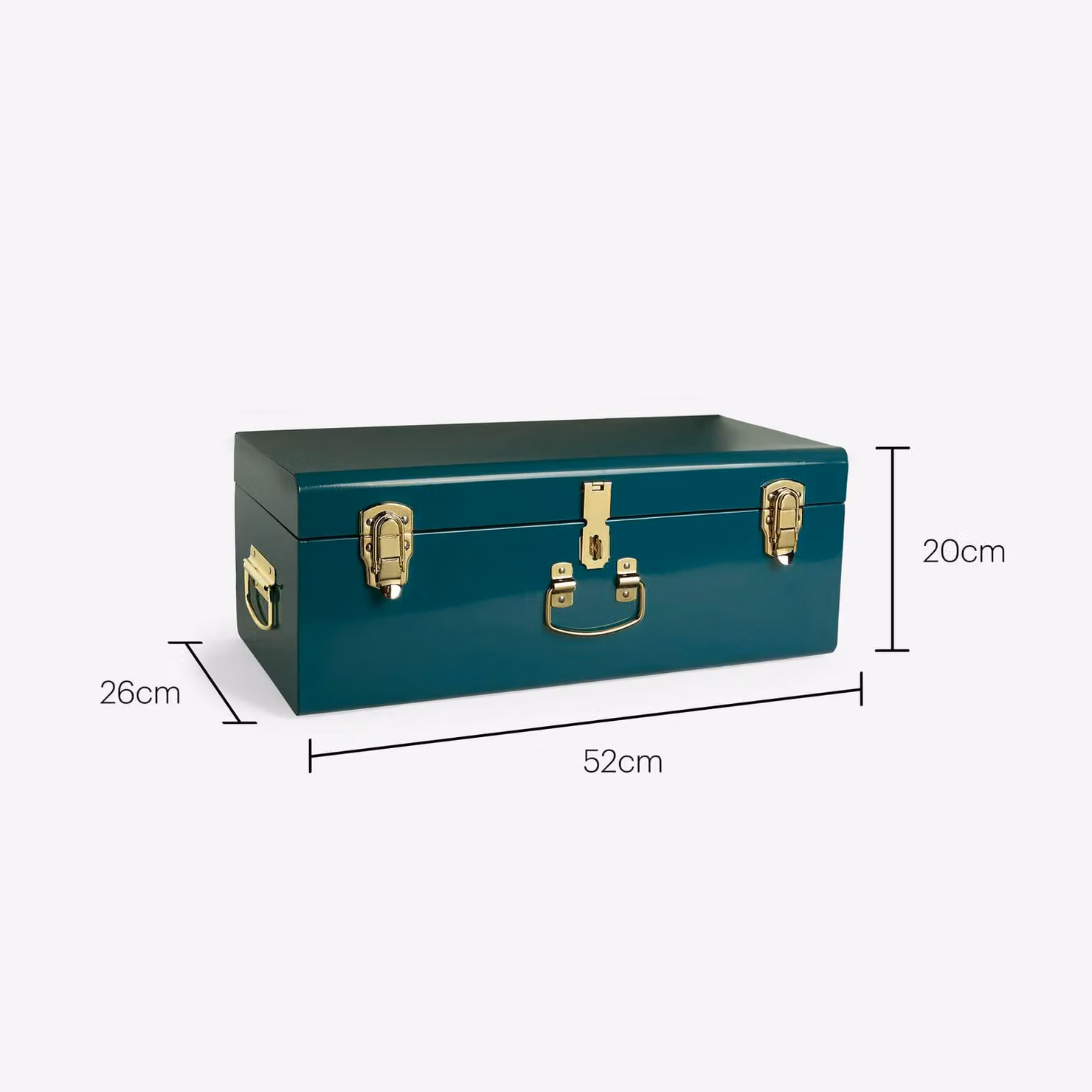 Beautify Petrol Metal Storage Trunk with Gold Hardware and Lock, W/D/H: 52 x 26 x 20 cm – 7