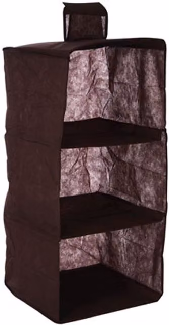 Orsina 3-Section Hanging Garment Organiser in Brown and Black