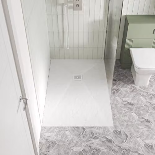 nuie NLT61064 Modern Slimline Rectangular Shower Tray, W/D/H: 170 x 90 x 3.3 cm, White – 2