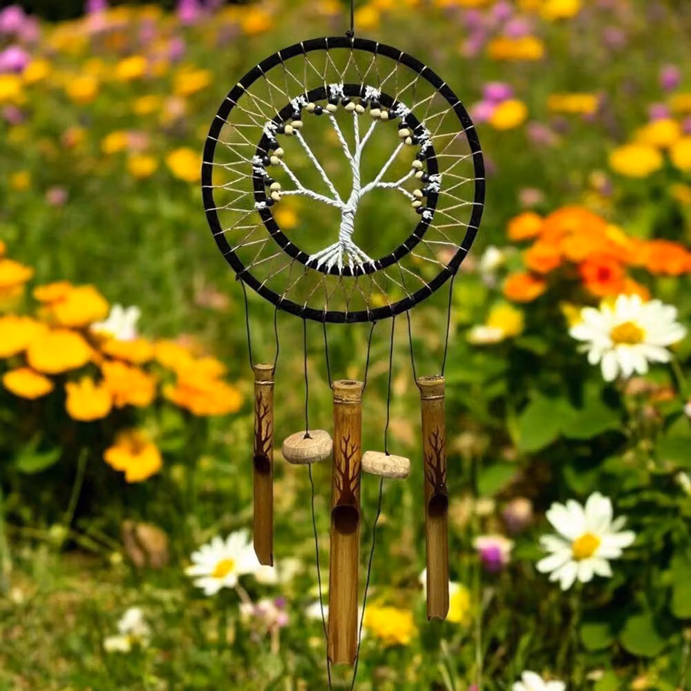 Minster Dream Catcher Wind Chime in Black, W: 30 cm, H: 50 cm – 3