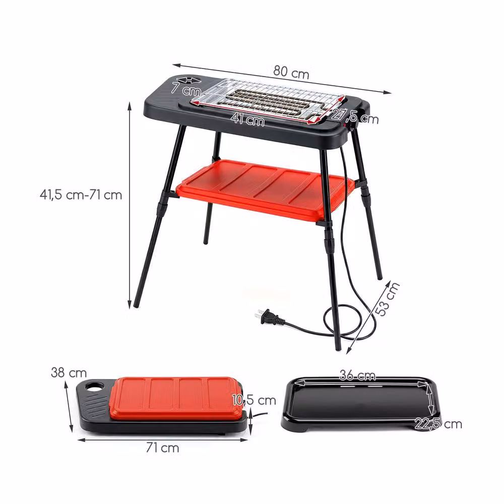 Costway 1500W 2-in-1 Electric BBQ Grill with Detachable Stand and Dual Plates, Black – 2