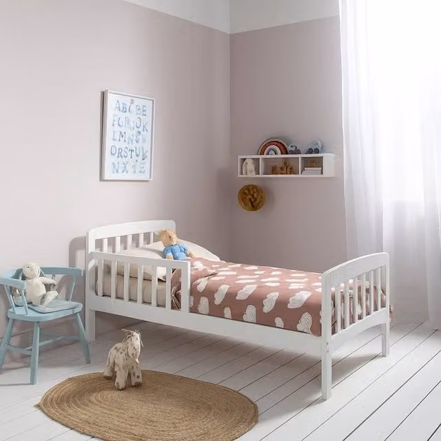 Nöa and Nani Juni Toddler Bed in White, Solid Wood, 90 x 190 cm