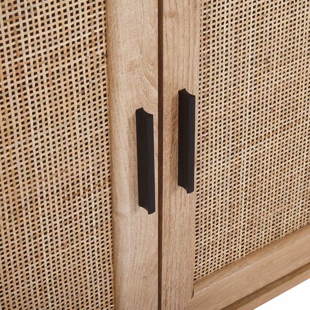 Wyld and Coco 3-Door Boho Sideboard with Natural Rattan Front in Brown and Black, W/H: 120 x 76 cm – 4