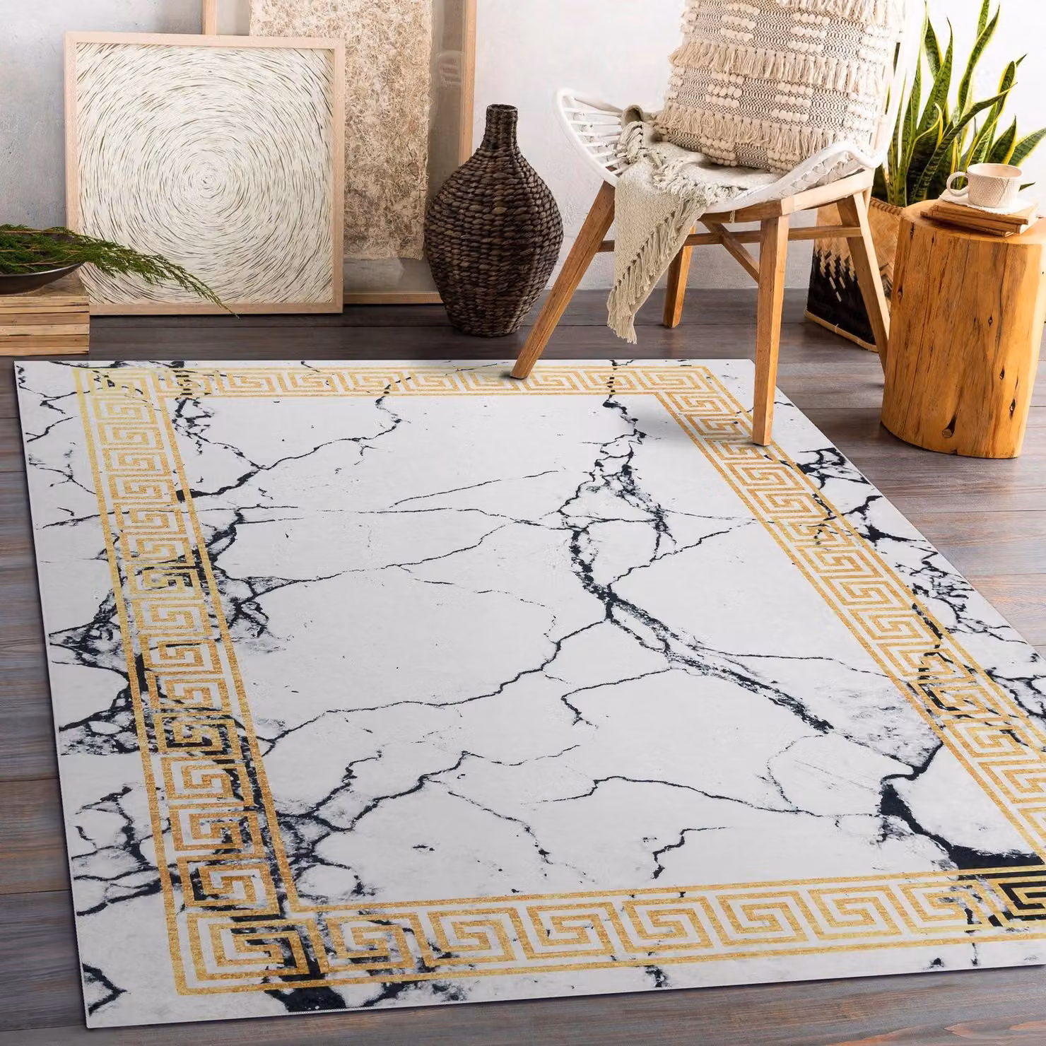RugsX Andre Stone Look Rectangular Rug in White, W: 80 cm, L: 150 cm – 2