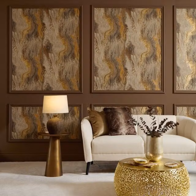 I Love Wallpaper Abstract Galaxy Metallic Wallpaper in Gold and Yellow