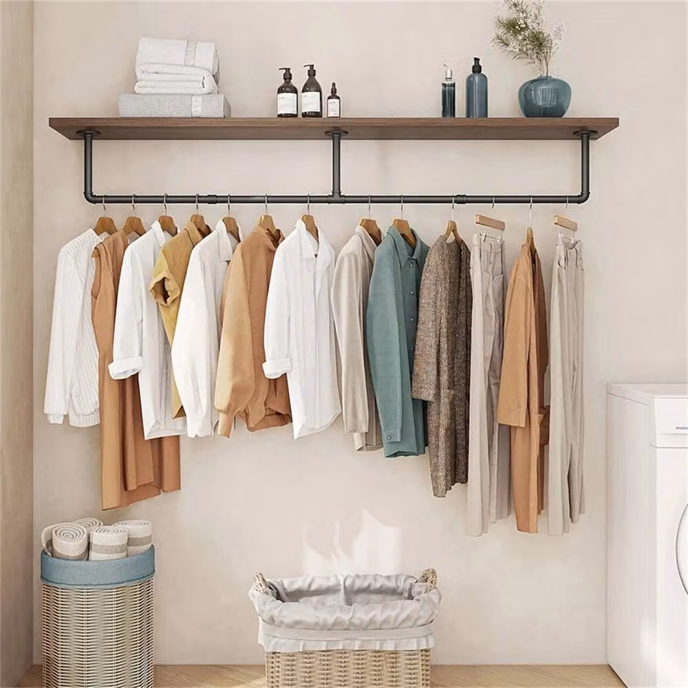 NESTLUNE Industrial Metal Pipe Clothing Rack in Matt Black – 4