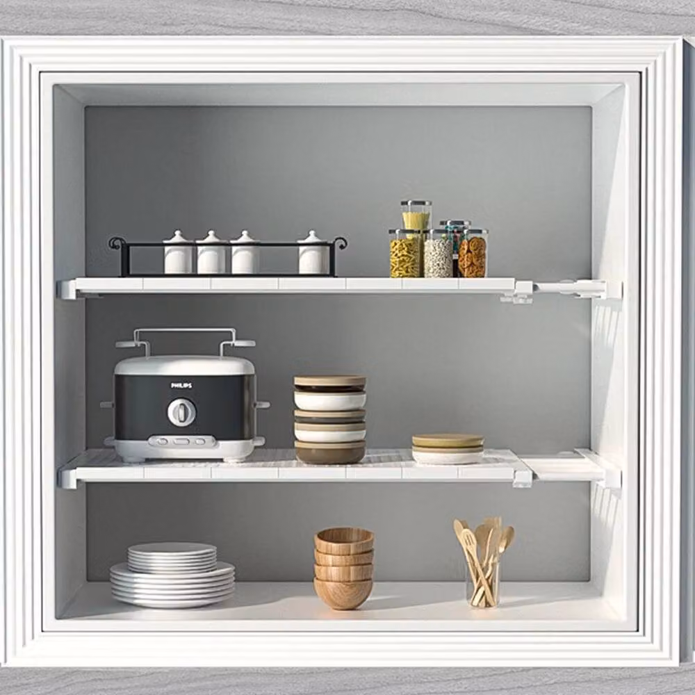 FORGEVIO Extendable Cupboard Storage Shelf Insert, White – 2
