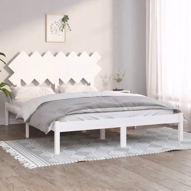 Berkfield Home Modern White Solid Pine Wood Bed Frame W/D/H: 140 x 200 cm – 1