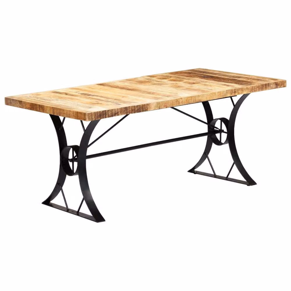 Berkfield Home Rectangular Dining Table in Brown Solid Mango Wood, W/D/H: 180 x 90 x 76 cm – 2