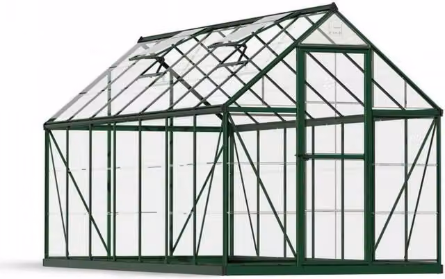 Palram Harmony Greenhouse in Green with Polycarbonate Panels, W185 x D426 x H208 cm – 1